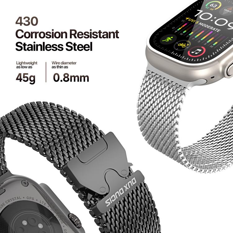 For Apple Watch 46mm / 49mm / 45mm / 44mm DUX DUCIS Milanese Air Series Stainless Steel Magnetic Watch Strap(Black) - Watch Bands by DUX DUCIS | Online Shopping UK | buy2fix