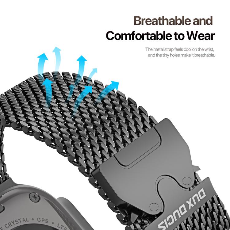 For Apple Watch 46mm / 49mm / 45mm / 44mm DUX DUCIS Milanese Air Series Stainless Steel Magnetic Watch Strap(Black) - Watch Bands by DUX DUCIS | Online Shopping UK | buy2fix