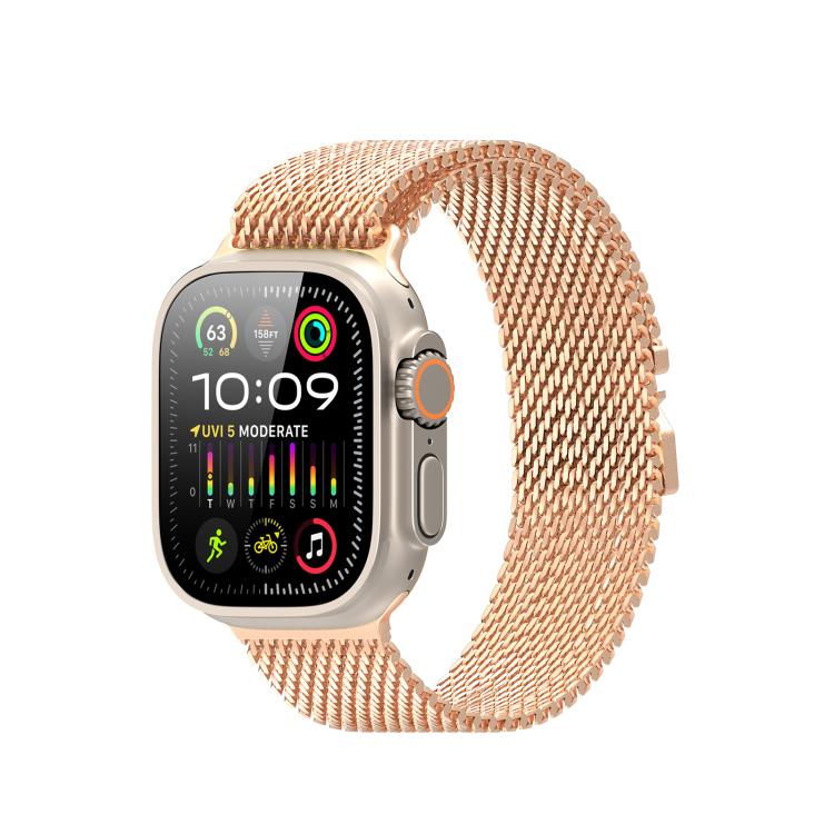 For Apple Watch 46mm / 49mm / 45mm / 44mm DUX DUCIS Milanese Air Series Stainless Steel Magnetic Watch Strap(Rose Gold) - Watch Bands by DUX DUCIS | Online Shopping UK | buy2fix