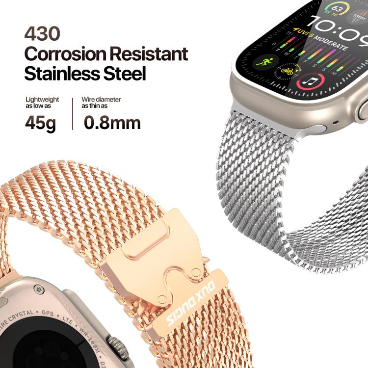 For Apple Watch 46mm / 49mm / 45mm / 44mm DUX DUCIS Milanese Air Series Stainless Steel Magnetic Watch Strap(Rose Gold) - Watch Bands by DUX DUCIS | Online Shopping UK | buy2fix