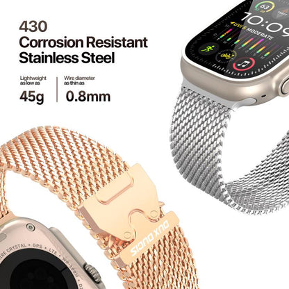 For Apple Watch 46mm / 49mm / 45mm / 44mm DUX DUCIS Milanese Air Series Stainless Steel Magnetic Watch Strap(Rose Gold) - Watch Bands by DUX DUCIS | Online Shopping UK | buy2fix