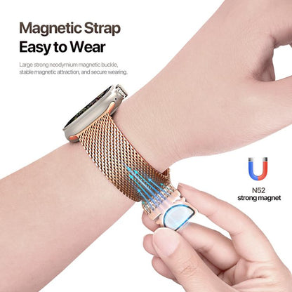 For Apple Watch 46mm / 49mm / 45mm / 44mm DUX DUCIS Milanese Air Series Stainless Steel Magnetic Watch Strap(Rose Gold) - Watch Bands by DUX DUCIS | Online Shopping UK | buy2fix