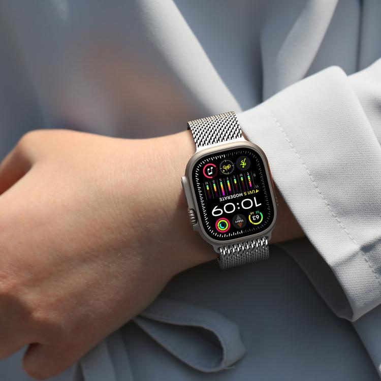 For Apple Watch 46mm / 49mm / 45mm / 44mm DUX DUCIS Milanese Air Series Stainless Steel Magnetic Watch Strap(Silver) - Watch Bands by DUX DUCIS | Online Shopping UK | buy2fix