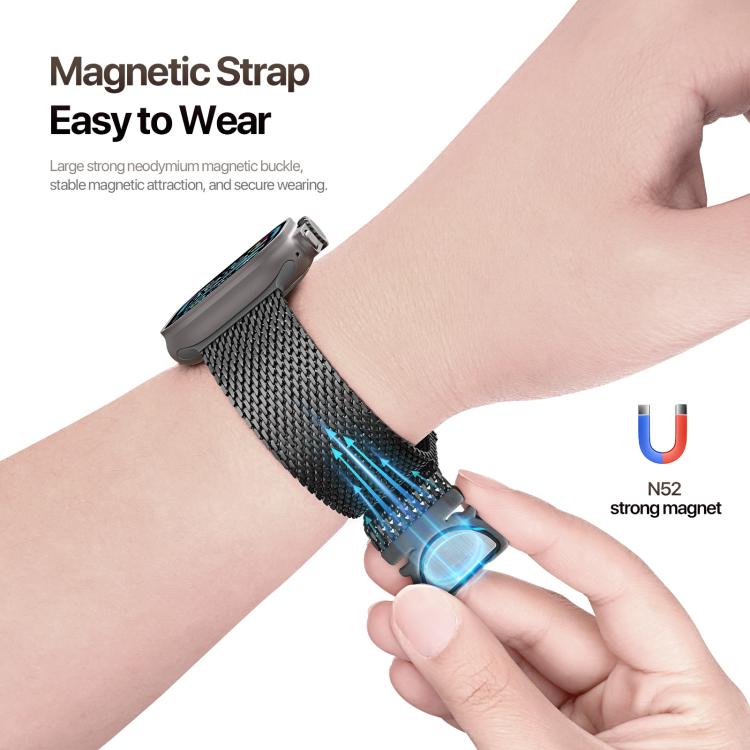 For Apple Watch 42mm / 41mm / 40mm / 38mm DUX DUCIS Milanese Air Series Stainless Steel Magnetic Watch Strap(Black) - Watch Bands by DUX DUCIS | Online Shopping UK | buy2fix