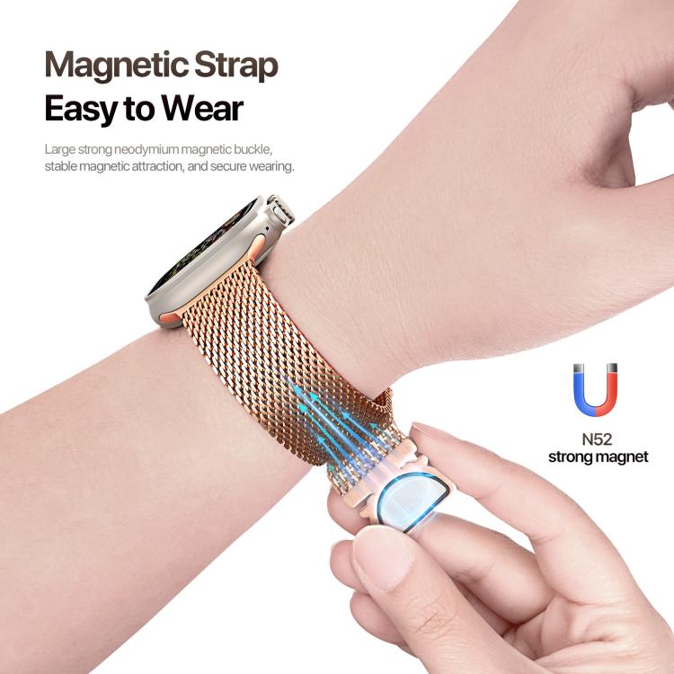 For Apple Watch 42mm / 41mm / 40mm / 38mm DUX DUCIS Milanese Air Series Stainless Steel Magnetic Watch Strap(Rose Gold) - Watch Bands by DUX DUCIS | Online Shopping UK | buy2fix