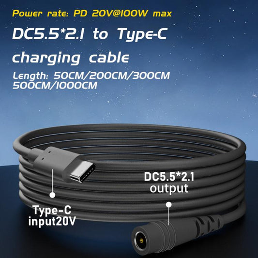 Type-C to DC 5.5x2.1mm 100W Computer Charging Adapter, Length:2m - Universal Power Adapter by buy2fix | Online Shopping UK | buy2fix