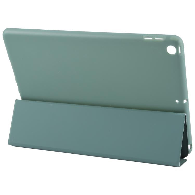 For iPad 10.2 2021 / 2020 / 2019 GEBEI 3-folding Holder Shockproof Flip Leather Tablet Case(Dark Green) - iPad 10.2 Cases by GEBEI | Online Shopping UK | buy2fix
