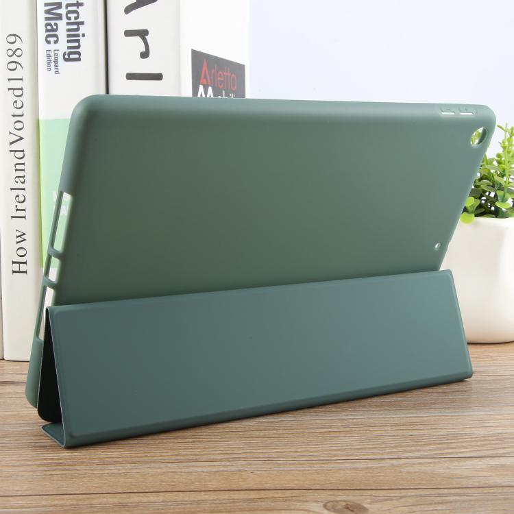 For iPad 10.2 2021 / 2020 / 2019 GEBEI 3-folding Holder Shockproof Flip Leather Tablet Case(Dark Green) - iPad 10.2 Cases by GEBEI | Online Shopping UK | buy2fix