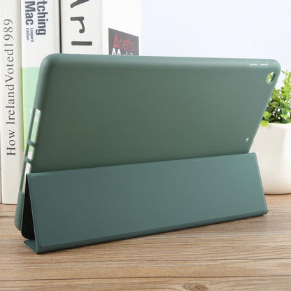 For iPad 10.2 2021 / 2020 / 2019 GEBEI 3-folding Holder Shockproof Flip Leather Tablet Case(Dark Green) - iPad 10.2 Cases by GEBEI | Online Shopping UK | buy2fix