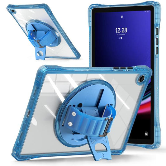 For Samsung Galaxy Tab A9+ Rotation Grip Holder TPU Hybrid Clear PC Tablet Case(Light Blue) - Galaxy Tab A9+ by buy2fix | Online Shopping UK | buy2fix