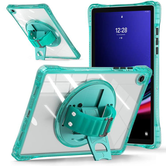 For Samsung Galaxy Tab A9+ Rotation Grip Holder TPU Hybrid Clear PC Tablet Case(Light Green) - Galaxy Tab A9+ by buy2fix | Online Shopping UK | buy2fix