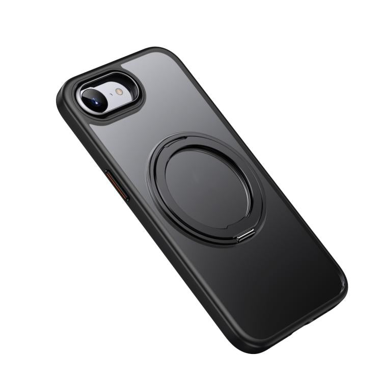 For iPhone 16e Frosted 360 Degree MagSafe Magnetic Holder Phone Case(Black) - iPhone 16e Cases by buy2fix | Online Shopping UK | buy2fix
