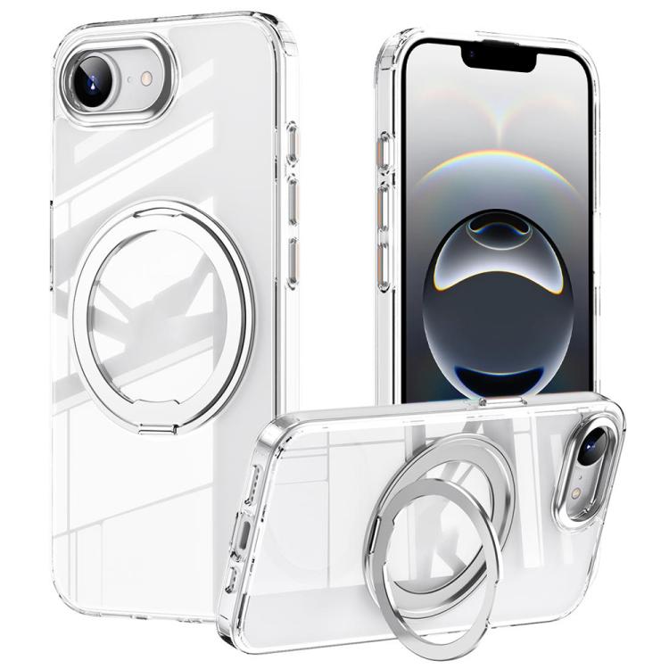 For iPhone 16e Frosted 360 Degree MagSafe Magnetic Holder Phone Case(Silver) - iPhone 16e Cases by buy2fix | Online Shopping UK | buy2fix