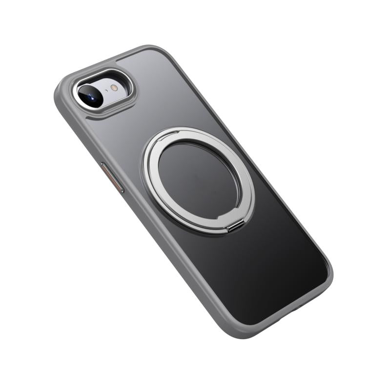 For iPhone 16e Frosted 360 Degree MagSafe Magnetic Holder Phone Case(Grey) - iPhone 16e Cases by buy2fix | Online Shopping UK | buy2fix