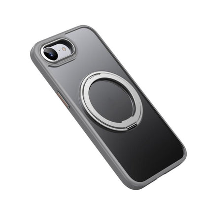 For iPhone 16e Frosted 360 Degree MagSafe Magnetic Holder Phone Case(Grey) - iPhone 16e Cases by buy2fix | Online Shopping UK | buy2fix