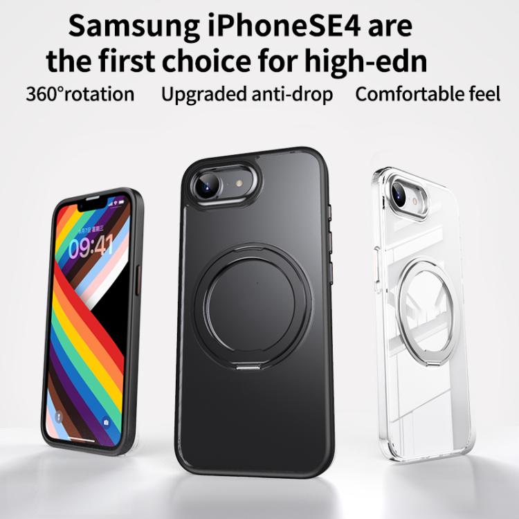 For iPhone 16e Frosted 360 Degree MagSafe Magnetic Holder Phone Case(Grey) - iPhone 16e Cases by buy2fix | Online Shopping UK | buy2fix