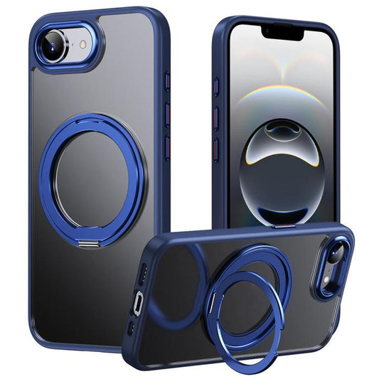 For iPhone 16e Frosted 360 Degree MagSafe Magnetic Holder Phone Case(Blue) - iPhone 16e Cases by buy2fix | Online Shopping UK | buy2fix