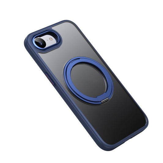 For iPhone 16e Frosted 360 Degree MagSafe Magnetic Holder Phone Case(Blue) - iPhone 16e Cases by buy2fix | Online Shopping UK | buy2fix