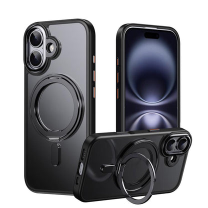 For iPhone 17 Frosted 360 Degree MagSafe Magnetic Holder Phone Case(Black) - iPhone 17 Cases by buy2fix | Online Shopping UK | buy2fix