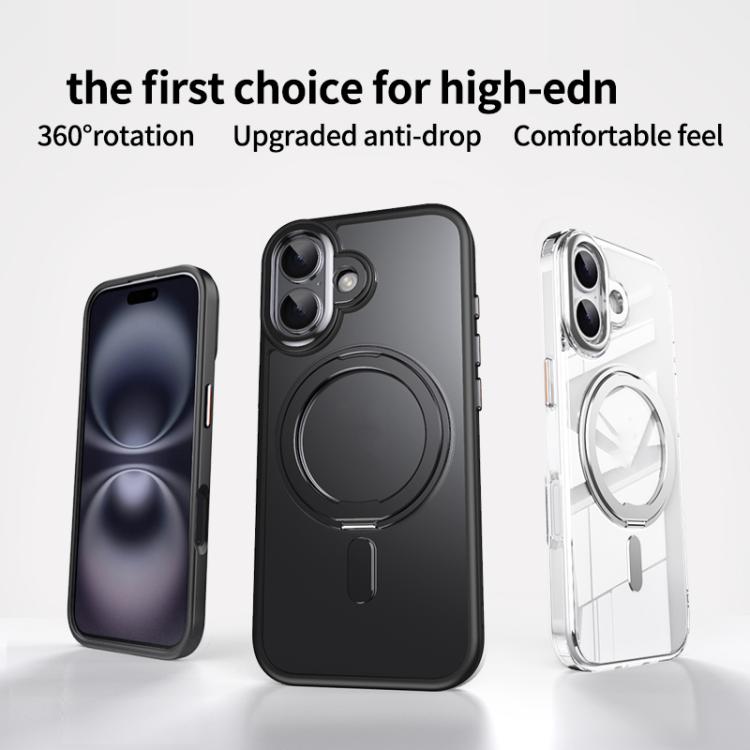 For iPhone 17 Frosted 360 Degree MagSafe Magnetic Holder Phone Case(Silver) - iPhone 17 Cases by buy2fix | Online Shopping UK | buy2fix