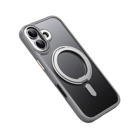 For iPhone 17 Frosted 360 Degree MagSafe Magnetic Holder Phone Case(Grey) - iPhone 17 Cases by buy2fix | Online Shopping UK | buy2fix