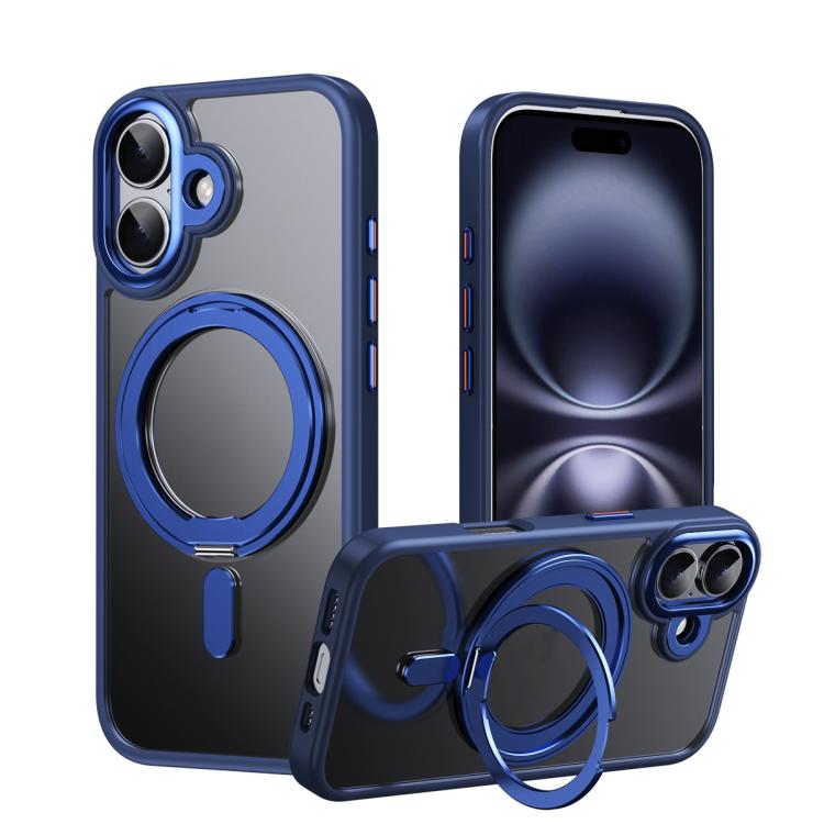 For iPhone 17 Frosted 360 Degree MagSafe Magnetic Holder Phone Case(Blue) - iPhone 17 Cases by buy2fix | Online Shopping UK | buy2fix