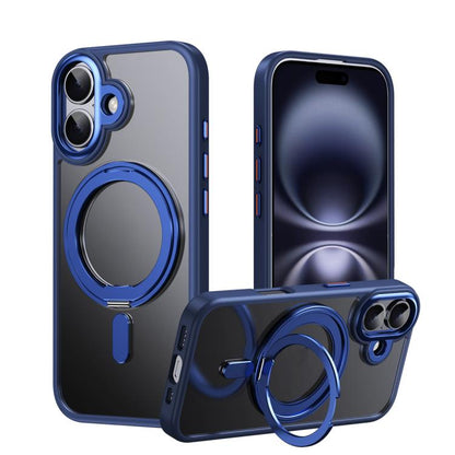 For iPhone 17 Frosted 360 Degree MagSafe Magnetic Holder Phone Case(Blue) - iPhone 17 Cases by buy2fix | Online Shopping UK | buy2fix