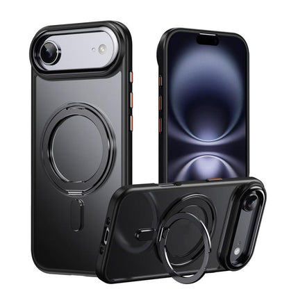 For iPhone Air Frosted 360 Degree MagSafe Magnetic Holder Phone Case(Black) - iPhone Air Cases by buy2fix | Online Shopping UK | buy2fix