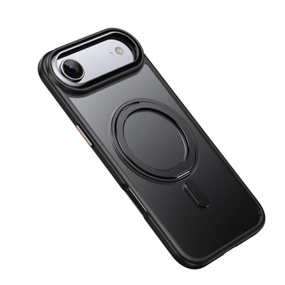 For iPhone Air Frosted 360 Degree MagSafe Magnetic Holder Phone Case(Black) - iPhone Air Cases by buy2fix | Online Shopping UK | buy2fix