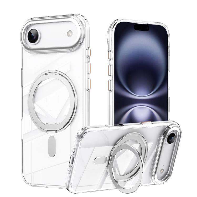 For iPhone Air Frosted 360 Degree MagSafe Magnetic Holder Phone Case(Silver) - iPhone Air Cases by buy2fix | Online Shopping UK | buy2fix