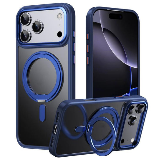 For iPhone 18 Pro Frosted 360 Degree MagSafe Magnetic Holder Phone Case(Blue)