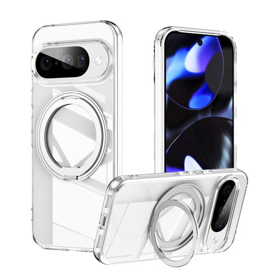 For Google Pixel 10 / 10 Pro Frosted 360 Degree MagSafe Magnetic Holder Phone Case(Silver) - Google Cases by buy2fix | Online Shopping UK | buy2fix