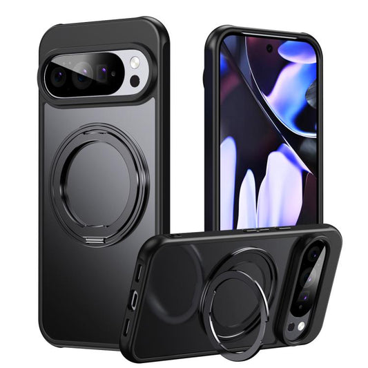 For Google Pixel 10 Pro XL Frosted 360 Degree MagSafe Magnetic Holder Phone Case(Black) - Google Cases by buy2fix | Online Shopping UK | buy2fix