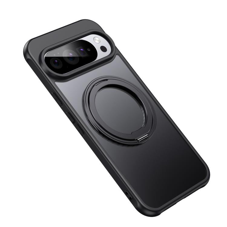 For Google Pixel 10 Pro XL Frosted 360 Degree MagSafe Magnetic Holder Phone Case(Black) - Google Cases by buy2fix | Online Shopping UK | buy2fix