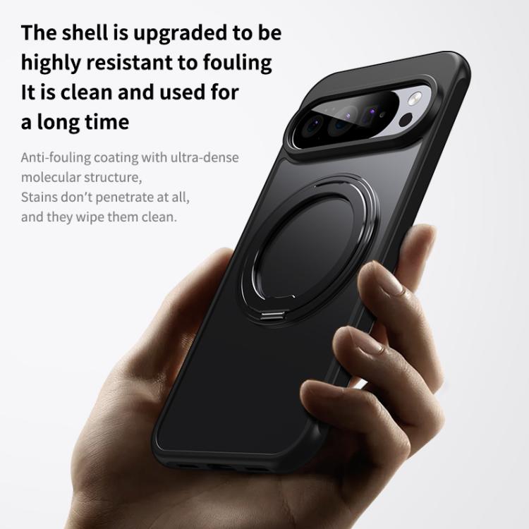 For Google Pixel 10 Pro XL Frosted 360 Degree MagSafe Magnetic Holder Phone Case(Black) - Google Cases by buy2fix | Online Shopping UK | buy2fix