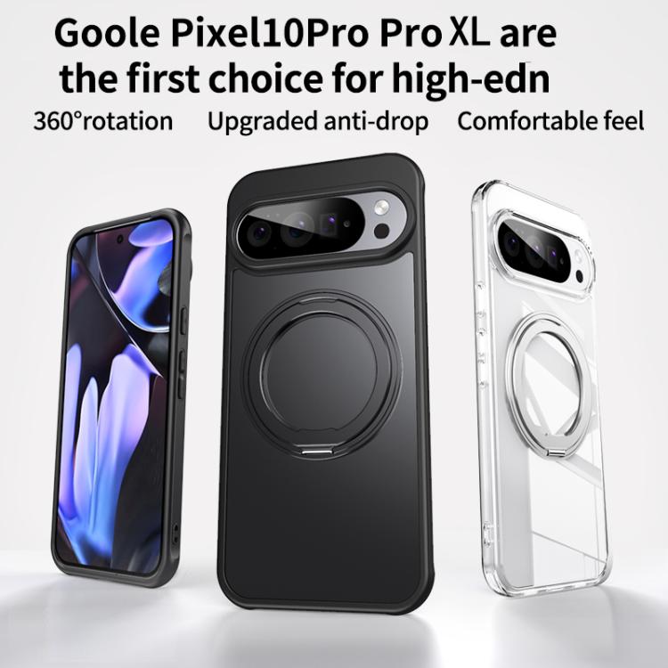 For Google Pixel 10 Pro XL Frosted 360 Degree MagSafe Magnetic Holder Phone Case(Silver) - Google Cases by buy2fix | Online Shopping UK | buy2fix