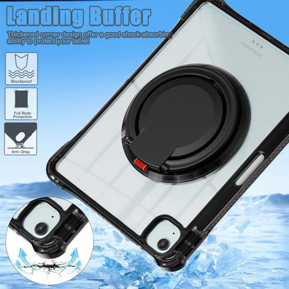 For iPad Air 13 2024 / 2025 Rotation Ring Handle TPU Hybrid Clear PC Tablet Case(Black) - iPad Air 13 2025 / 2024 Cases by buy2fix | Online Shopping UK | buy2fix