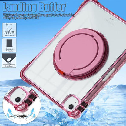 For iPad Air 13 2024 / 2025 Rotation Ring Handle TPU Hybrid Clear PC Tablet Case(Red Rose) - iPad Air 13 2025 / 2024 Cases by buy2fix | Online Shopping UK | buy2fix