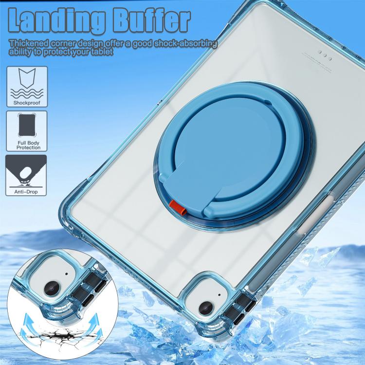 For iPad Air 13 2024 / 2025 Rotation Ring Handle TPU Hybrid Clear PC Tablet Case(Light Blue) - iPad Air 13 2025 / 2024 Cases by buy2fix | Online Shopping UK | buy2fix