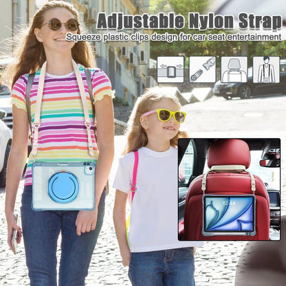 For iPad Air 13 2024 / 2025 Rotation Ring Handle TPU Hybrid Clear PC Tablet Case(Light Blue) - iPad Air 13 2025 / 2024 Cases by buy2fix | Online Shopping UK | buy2fix