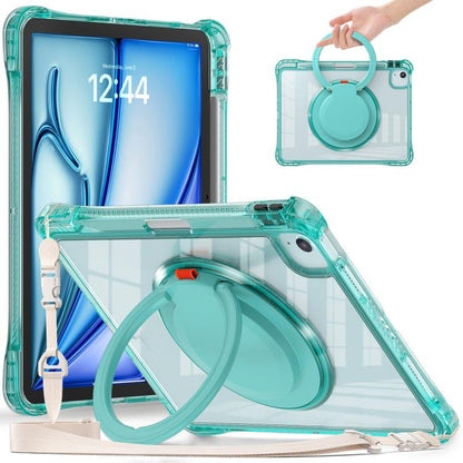 For iPad Air 13 2024 / 2025 Rotation Ring Handle TPU Hybrid Clear PC Tablet Case(Light Green) - iPad Air 13 2025 / 2024 Cases by buy2fix | Online Shopping UK | buy2fix