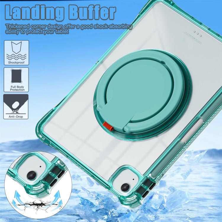 For iPad Air 13 2024 / 2025 Rotation Ring Handle TPU Hybrid Clear PC Tablet Case(Light Green) - iPad Air 13 2025 / 2024 Cases by buy2fix | Online Shopping UK | buy2fix