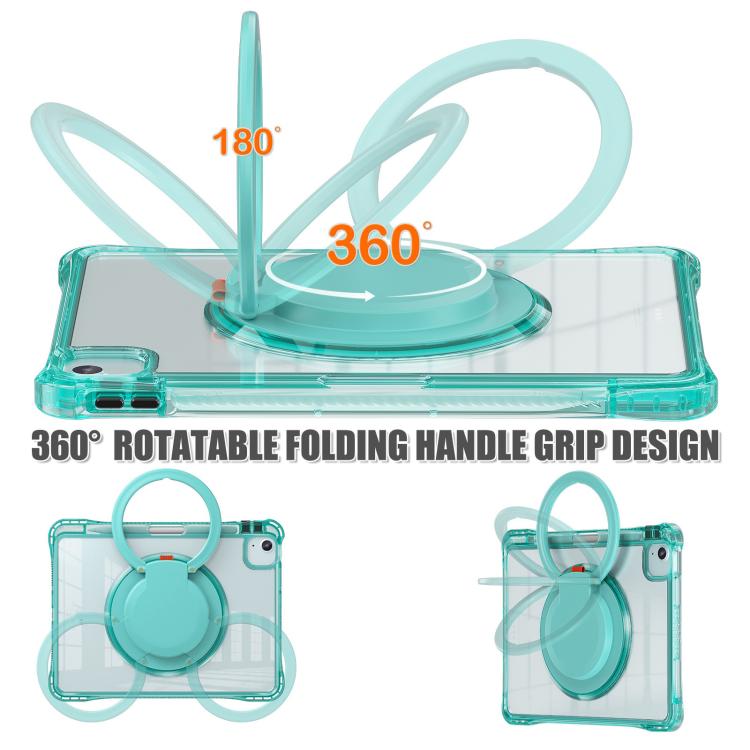 For iPad Air 13 2024 / 2025 Rotation Ring Handle TPU Hybrid Clear PC Tablet Case(Light Green) - iPad Air 13 2025 / 2024 Cases by buy2fix | Online Shopping UK | buy2fix