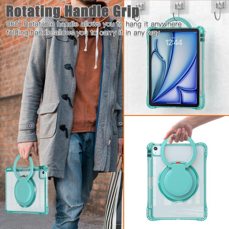For iPad Air 13 2024 / 2025 Rotation Ring Handle TPU Hybrid Clear PC Tablet Case(Light Green) - iPad Air 13 2025 / 2024 Cases by buy2fix | Online Shopping UK | buy2fix