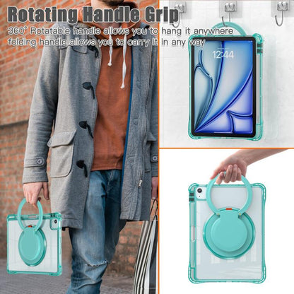 For iPad Air 13 2024 / 2025 Rotation Ring Handle TPU Hybrid Clear PC Tablet Case(Light Green) - iPad Air 13 2025 / 2024 Cases by buy2fix | Online Shopping UK | buy2fix