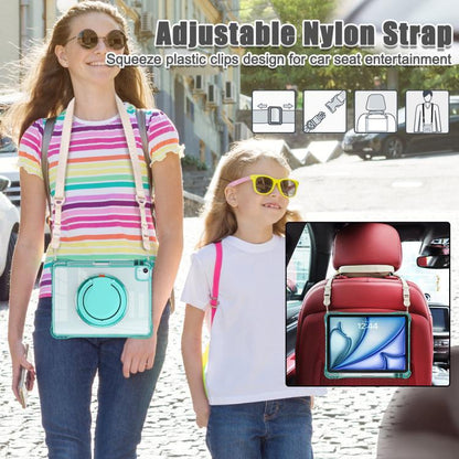 For iPad Air 13 2024 / 2025 Rotation Ring Handle TPU Hybrid Clear PC Tablet Case(Light Green) - iPad Air 13 2025 / 2024 Cases by buy2fix | Online Shopping UK | buy2fix