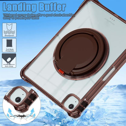 For iPad Air 13 2024 / 2025 Rotation Ring Handle TPU Hybrid Clear PC Tablet Case(Chocolate) - iPad Air 13 2025 / 2024 Cases by buy2fix | Online Shopping UK | buy2fix