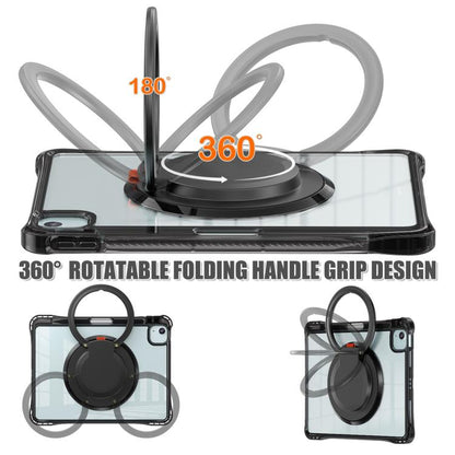 For iPad Air 11 2025 / 2024 / Pro 11 2022 Rotation Ring Handle TPU Hybrid Clear PC Tablet Case(Black) - iPad Air 11 2025 / 2024 Cases by buy2fix | Online Shopping UK | buy2fix