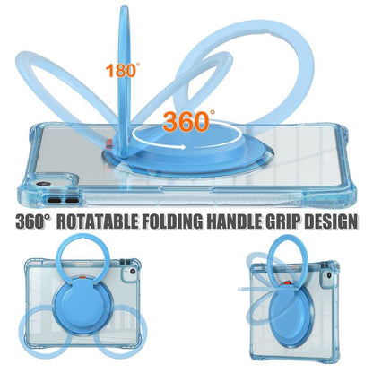 For iPad Air 11 2025 / 2024 / Pro 11 2022 Rotation Ring Handle TPU Hybrid Clear PC Tablet Case(Light Blue) - iPad Air 11 2025 / 2024 Cases by buy2fix | Online Shopping UK | buy2fix