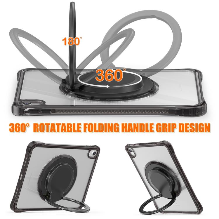 For iPad 2025 / 2022 Rotation Ring Handle TPU Hybrid Clear PC Tablet Case(Black) - iPad 2025 / 2022 Cases by buy2fix | Online Shopping UK | buy2fix